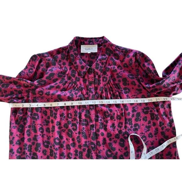 Ba&Sh Button Up Long Sleeve Collared Blouse Fuchsia Pink Blue 6 Small - Picture 3 of 8